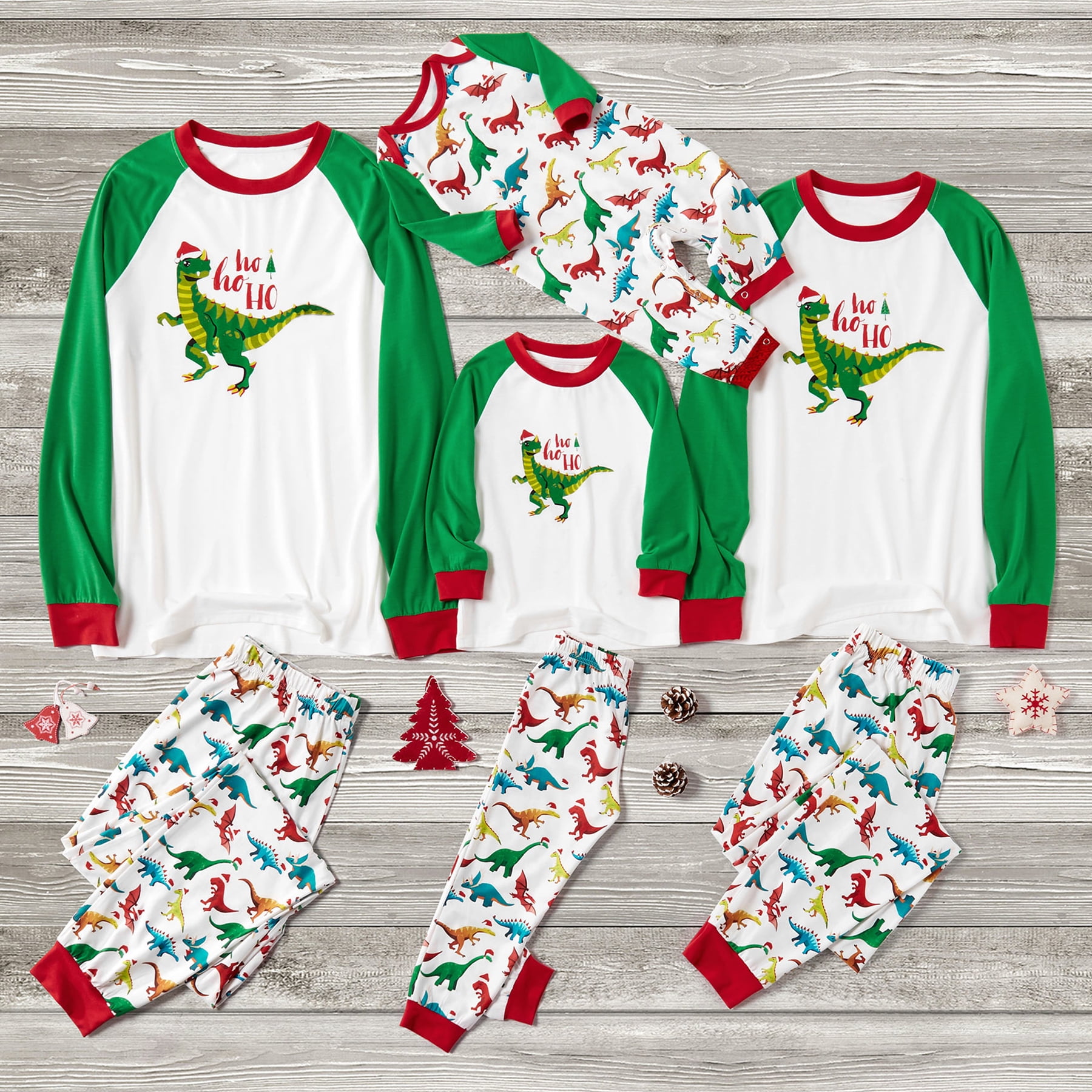 Cartoon Deer Print Long Sleeve O-Neck T-Shirt+Plaid Print Trousers//Romper FULA-bao Mathing Christmas Family Pajamas Set