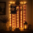 thumbnail image 4 of LED US Flag Bunting with Lights Outdoor Decor, Patriotic Red White Blue Cotton Linen Stars and Stripes Hanging Banner, Front Door Wall Courtyard Entryway Party Ornament, Independence Day Decor, 4 of 5