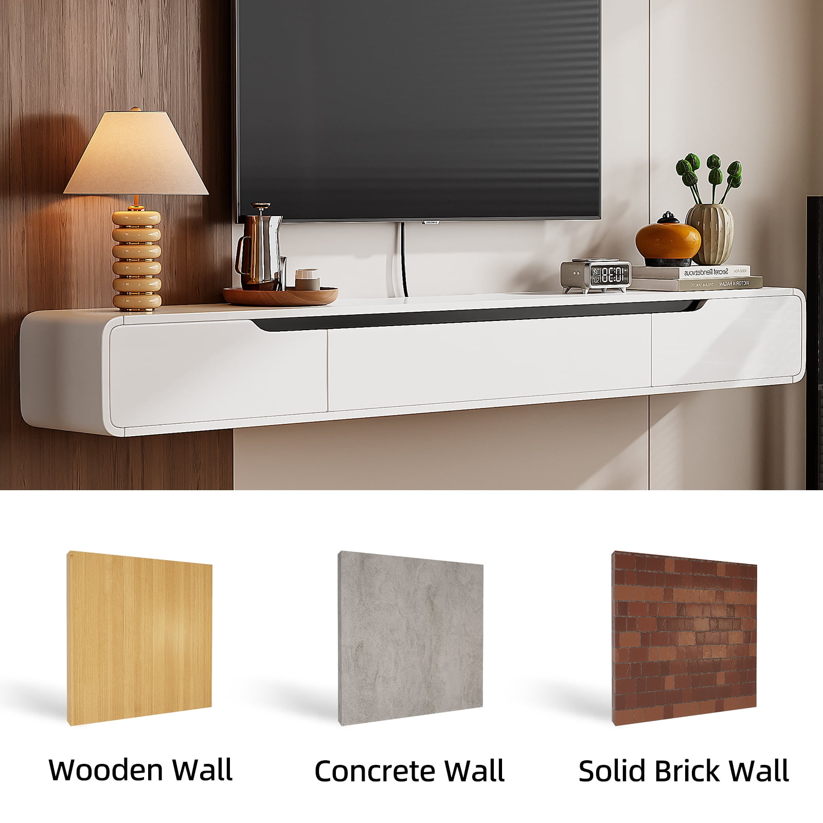 FloatiCasa 47-Inch Floating TV Stand High Gloss Wall Mounted Fully Assembled Entertainment Center for TVs up to 50"