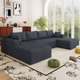 thumbnail image 3 of ODUWA Modular 124" U-Shaped Boneless Sofa, Premium Corduroy Deep Seat Cloud Couch with Wide Armrests, No Assembly, 3 of 9
