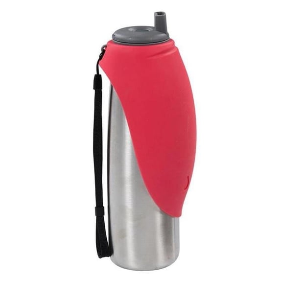 Messy Mutts 20 oz Watermelon Dog Double Stainless Travel Water Bottle Silicone Flip Bowl