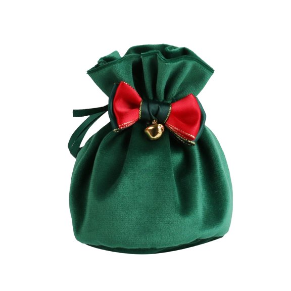 Pompotops Christmas Gift Bags, Christmas Decoration Apple Gift Bag, Christmas Flocked Bag Bundle Pocket Christmas Candy Box, Christmas Cloth Bag