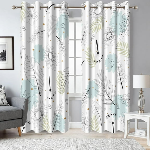 Farmhouse Floral Blackout Window Curtains for Living Room,Thermal Insulated Curtains,52x84 Inch,Set of 2