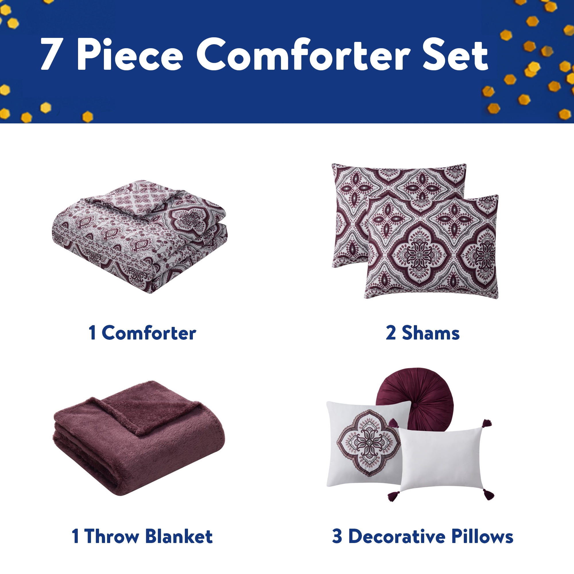 VCNY Home Modern 7 Piece Comforter Sets, King