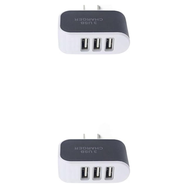 bedienty Wall Charger 3 Port Plug Small Lightweight USB Power Adapter Portable Safe Phone Charging Cell Cameras Gift Mobile Black 2Set