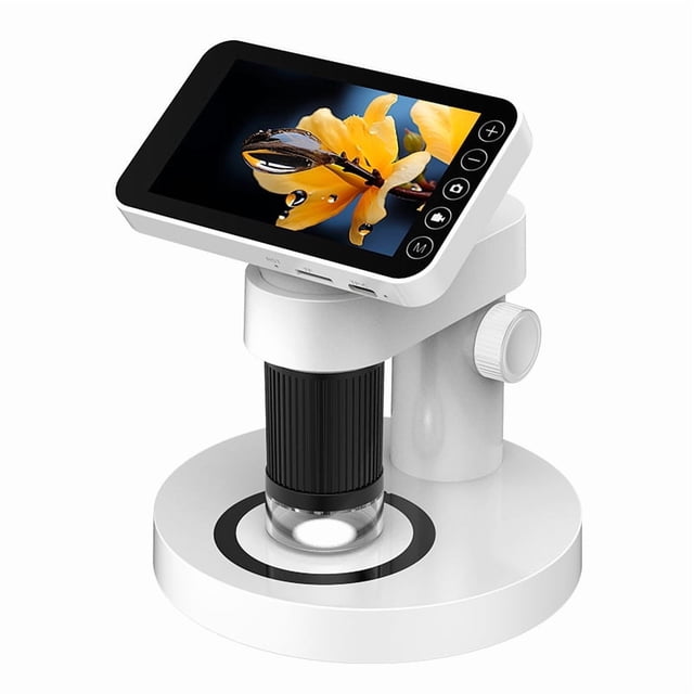 Microscopio digital LCD para niños, microscopio digital USB 1000X con soporte profesional y funciones de fotografía y vídeo.