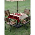 thumbnail image 3 of Outdoor Tablecloth with Umbrella Hole and Zipper, Christmas Truck Square Table Cloth 54x54 Inch Waterproof Tablecloth, Vintage Xmas Red Buffalo Plaid Picnic Table Cover for Patio Camping, 3 of 7
