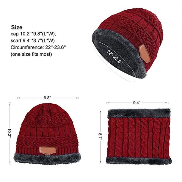 Winter Knit Set, Fleece Lined Slouchy Beanie, Matching Scarf  display picture 3