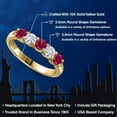 thumbnail image 2 of Gem Stone King 10K Yellow Gold Red Created Ruby and White Moissanite Wedding-Bands Ring for Women | 1.07 Cttw | Round 3.5MM | Gemstone July Birthstone | Size 5, 2 of 7