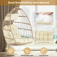 thumbnail image 6 of Egg Chair with Hanging Chains, SYNGAR Outdoor All Weather Wicker Hanging Hammock Chair with Khaki Cushions, Patio Foldable Basket Swing Chair, for Porch, Balcony, Backyard, Garden, Bedroom, D7414, 6 of 10