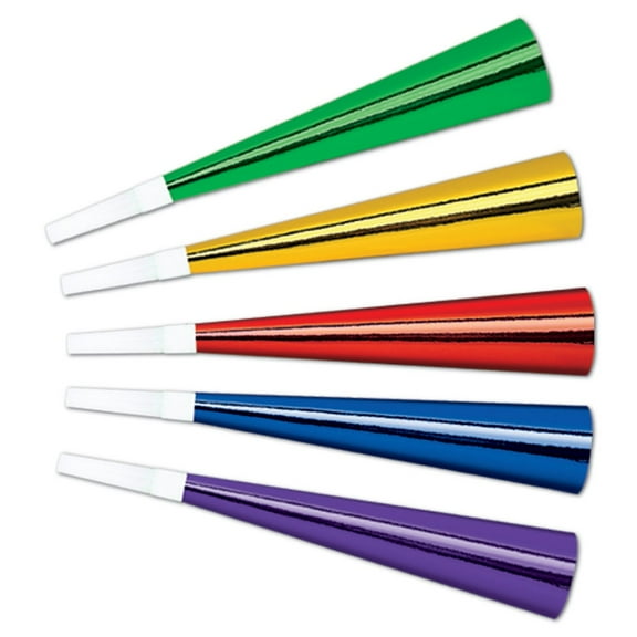 Beistle Club Pack of 100 Vibrantly Colored New Year's Eve Trumpet Horn Party Favors 9"