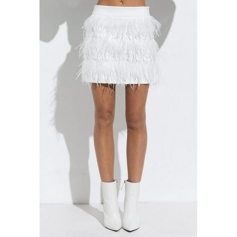 Suede Tiered Fringe Mini Skirt