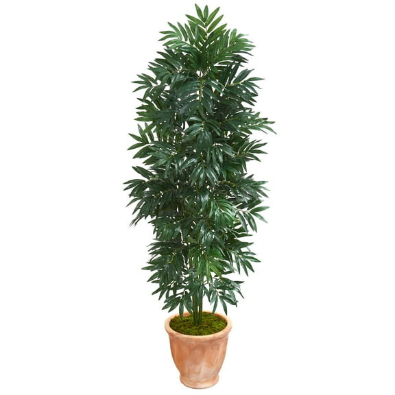 Nearly Natural 5’ Bamboo Palm Artificial Plant in Terra cotta Planter