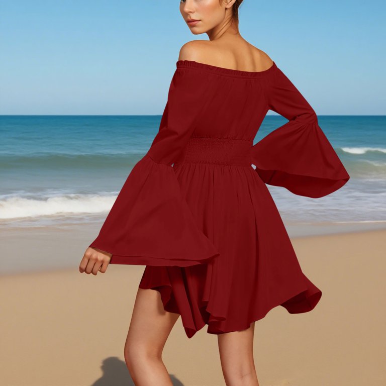 long sleeve red peasant dress Womens Classic Chemise 100% Cotton Long Renaissance Peasant Dress Red -