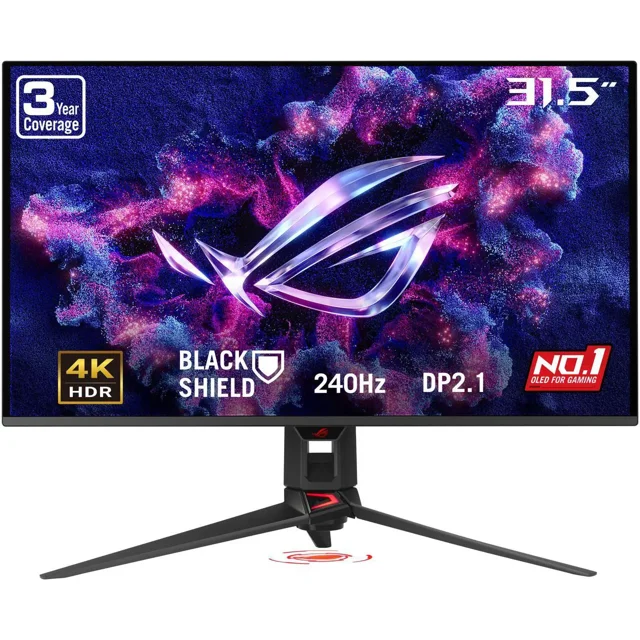 ASUS ROG Swift 32 inch UHD 4K 240Hz AMD FreeSync Premium Pro & G-Sync Compatible 0.03ms HDR500 USB-C GEN 3 OLED Gaming Computer Monitor with Height Adjustable, Swivel & Tilt Stand PG32UCDM3
