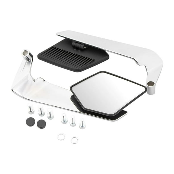 Espejos retrovisores genéricos para motocicleta, espejo lateral universal con ala de viento, con M8 y M10 Plata