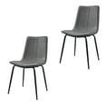 thumbnail image 2 of Set of Two Gray And Black Upholstered Faux Leather Dining Side Chairs, 2 of 6