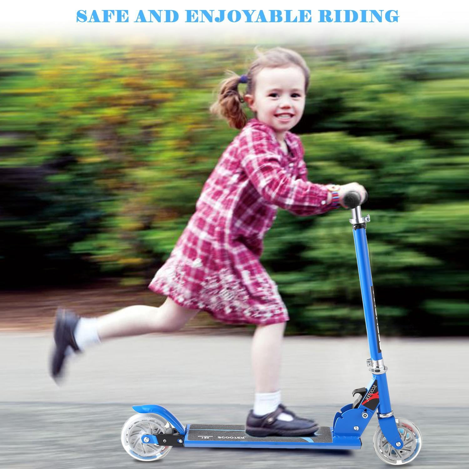 Foldable Adjustable Kick Scooter with Light Up Wheels Height 2-Wheel ...