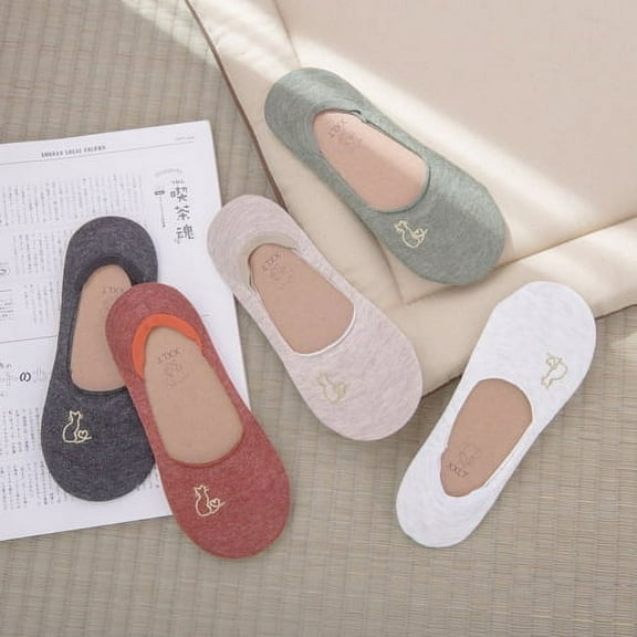 Zhaomeidaxi 5Pairs Women Cute Liner Socks for Flats Slip on Shoes Invisible Hidden Low Profile for Boat Socks