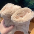thumbnail image 4 of Kids Warm Gloves Cute Bear Paw Mittens Warm Lined Fingerless Neck Lanyard Outdoor Kids Mittens Khaki One Size, 4 of 6
