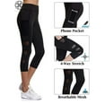 thumbnail image 4 of Luxtrada Women's Hight Waist Yoga Pants Mesh Running Pants Capri with Side Pockets Tummy Control Workout Sports Leggings "Size M", 4 of 11