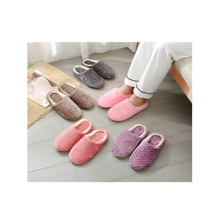 

LUXUR 1/2Pair Women Men Couple Indoor Slippers Cotton Warm Bedroom Furry Slippers Anti-Slip Shoes