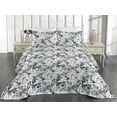 thumbnail image 2 of Ambesonne Botanical Quilted Bedspread Set 3 Pcs, Forest Flowers Exotic Art, Queen, Dark Blue Grey and White, 2 of 4