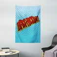 thumbnail image 1 of Art Blue Tapestry, Comic Book Style Sound Effect Related Bada-Boom Saying on Dotted Backdrop, Wall Hanging for Bedroom Living Room Dorm Decor, 40W X 60L Inches, Red Earth Yellow, by Ambesonne, 1 of 2