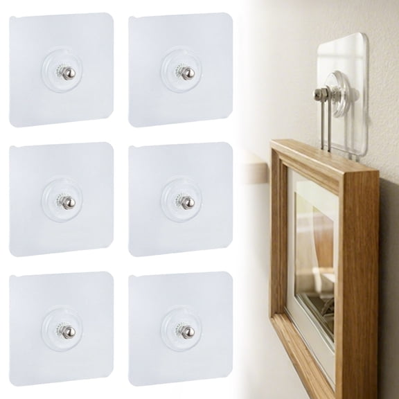HonestMatter No Drill Wall Mount Adhesive Wall Hooks Damage Free Drill Free Adhesive Hooks for Painted Walls Nail Free Wall Hangers Set 6 Count