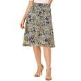 thumbnail image 1 of Unique Bargains Jupe Midi à Volants Superposés à Imprimé Floral pour Femme, Bleu Foncé, m, 1 of 6