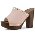 thumbnail image 1 of BLISSFUL STEP Women's Open Toe Platform Block Heel Slides Sandals, 1 of 5
