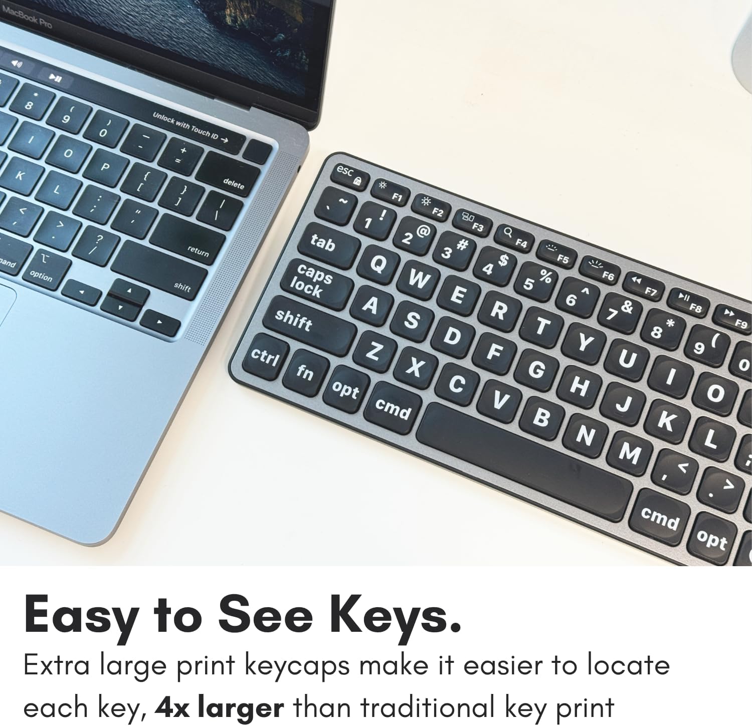 Macally Wired Keyboard for Mac (USB C + A) - Large Print and Backlit for Apple - 107 Key Full Size Large Letters USB C Keyboard for Macbook Pro/Air, Mac Mini, iMac
