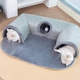 thumbnail image 2 of Foldable Cat Tunnel, UShaped Cat Cave with Washable Bed, Plush Ball, 2 of 5
