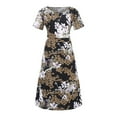 thumbnail image 4 of Gibobby Vestidos para Mujer Vestido de manga larga Moda A-Line Vestido de mujer O-cuello Delgado Casual Corto Impreso Vestido de mujer(Gris,XL), 4 of 5
