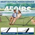 thumbnail image 7 of Double Hammock with Stand – 2-Person Cotton Rope Hammock with Polyester Quilted Pad & Pillow, 475 Lbs Capacity Portable Hammock for Garden, Yard & Camping, 7 of 7
