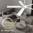 thumbnail image 3 of 60" White and Gold Ceiling Fan with Light, Waterproof ABS 5 Blades Large Airflow Modern Quiet Fan, Reversible DC Motor, 3CCT Dimmable for Outdoor Exterior Porch Patios, 3 of 9