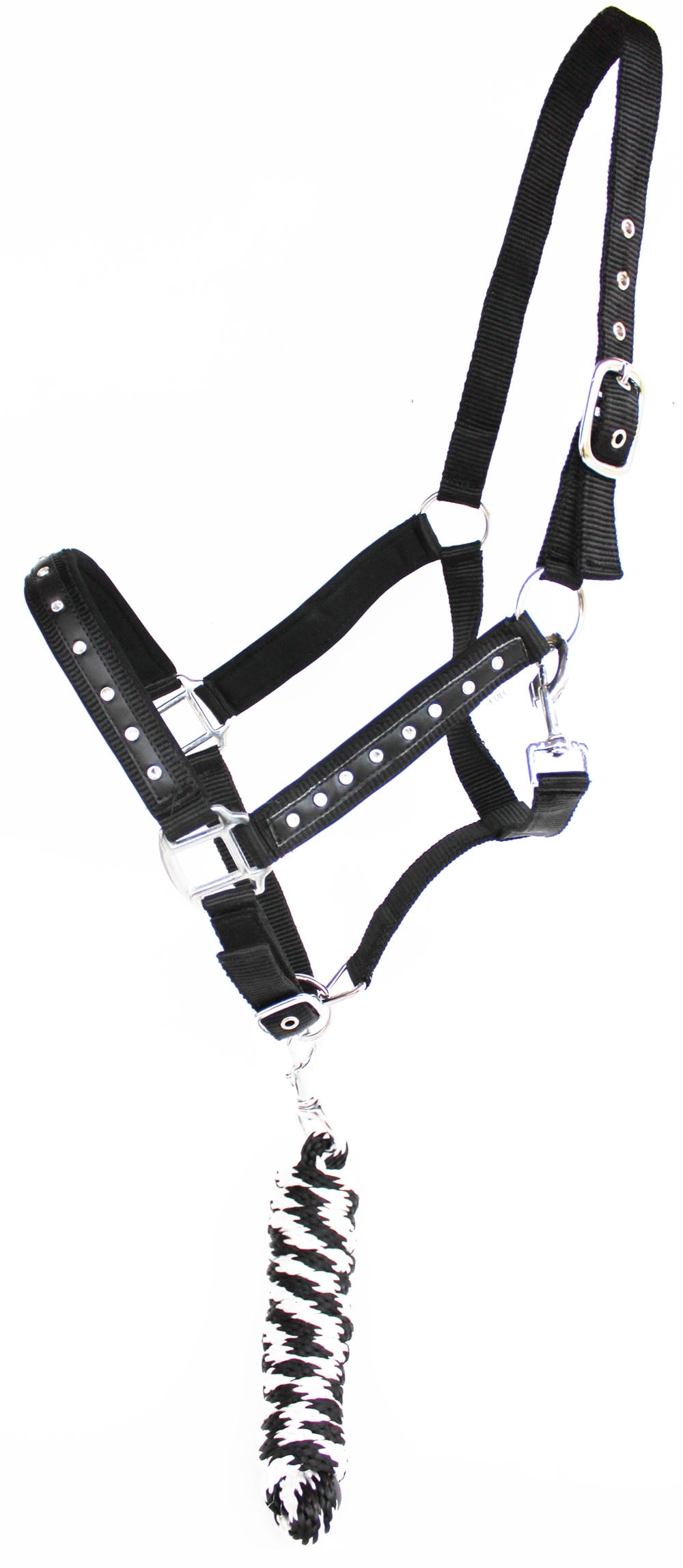 Nylon Horse Tack Nylon Padded Halter Yellow Rhinestones w/ Lead Rope