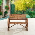 thumbnail image 4 of Patio Festival Outdoor Adirondack Solid Wood Bench in Natural Color, 4 of 7