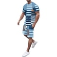 thumbnail image 1 of Playeras Básicas Algodon Para Hombre, Conjunto De Dos Piezas De Camiseta Y Pantalones Cortos De Manga Corta Con Estampado Completo Y Pantalón Corto., 1 of 5