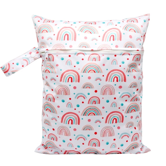 Compact & Lightweight Baby Diaper Bag Cute Cartoon Print Wet Dry Nappy Storage Bag with Handle for Fashionable Parents