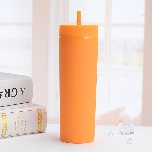Drinking Straw Cup Colorful Plastic Simple Style Comfortable Hand Feeling Large Capacity Drinking Straw Bottle