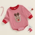 thumbnail image 6 of Ulanda My First Christmas Baby Boy Outfit Smocked Bubble Romper Ruffle Jumpsuit Cute Newborn Infant Fall Winter Clothes (Red, 12-18 Months), 6 of 9