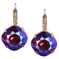 thumbnail image 2 of Diamond Shaped Swarovski Crystal Pink, Red, Fuchsia, Blue AB Leverback Earrings, 2 of 4