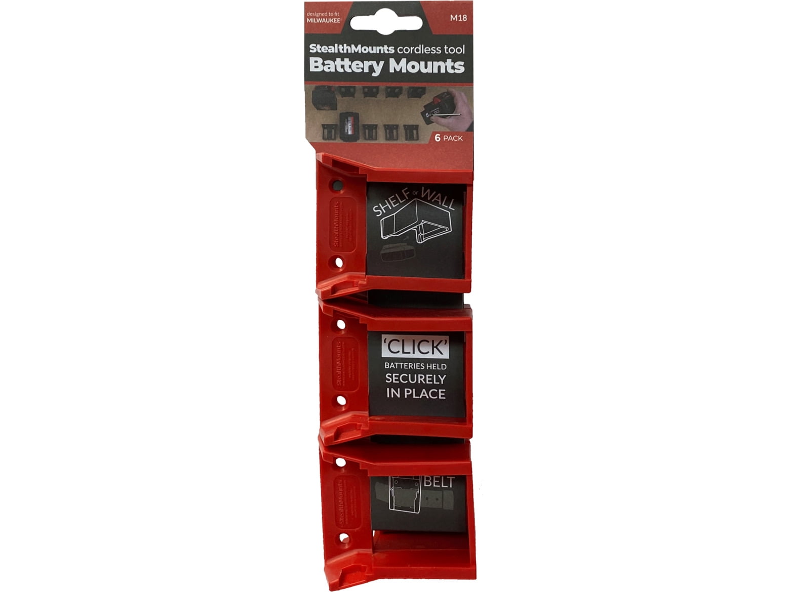 StealthMounts Battery Mounts Milwaukee M18 Red 6 Pack 18v