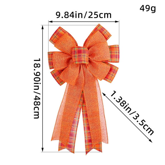 Tainini Fall Bows for Wreath, Thanksgiving Orange Pumpkins Wreath Bows Autumn Tree Topper Bows for Front Door Wall Fall Thanksgiving Party Decoration Supplies