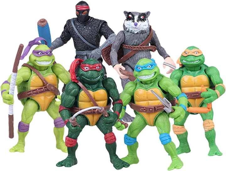 YARAKETA 6-Pack Ninja Turtle Figures - 4.8" Collectible Action Set, Detailed Mini Figures for Kids & Fans, Cake Toppers, Birthday Gift