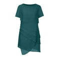 thumbnail image 4 of Fartey Wedding Guest Dress for Women Summer Flowy Chiffon Layered Cocktail Party Dress Elegant Solid Color Short Sleeve Evening Dresses Green S-3XL, 4 of 6