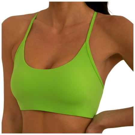 Youmylove Womens Trendy Tops Spaghetti Straps Sports Bra Sexy Square Neck Wireless Padded Workout Yoga Crop Tops Bralettes Breathable Basic Versatile Blouses