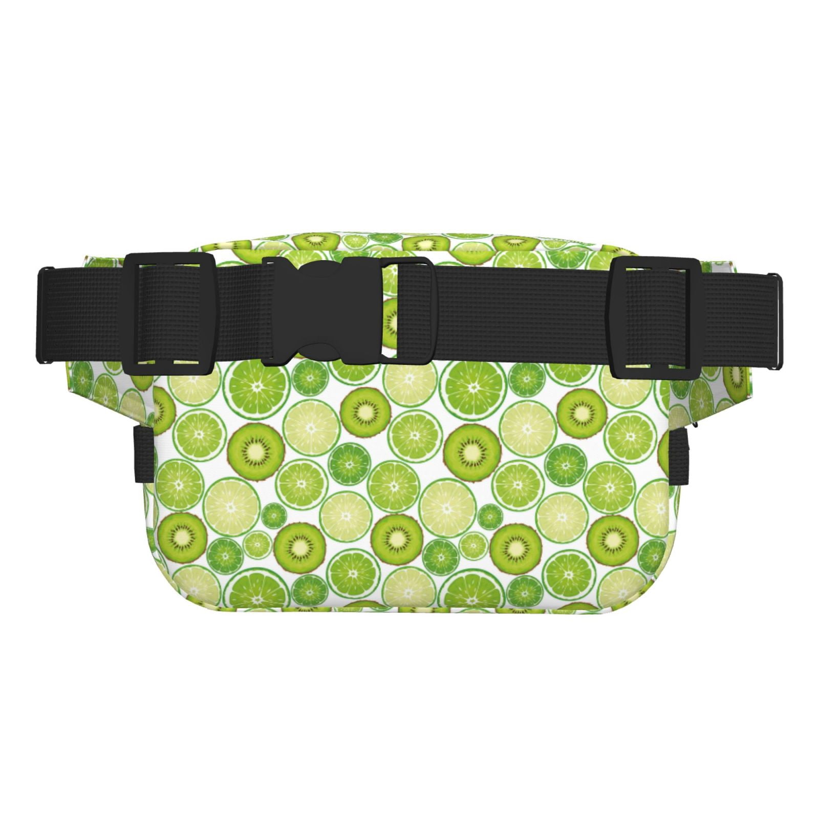 Picia Kiwi Lemon Print Square Double-Layer Waist Bag Mini Adjustable Waist Belt Bag Exercise Running Travel Hiking