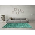 thumbnail image 3 of Ahgly Company Machine Washable Indoor Rectangle Abstract Turquoise Blue Contemporary Area Rugs, 6' x 9', 3 of 4